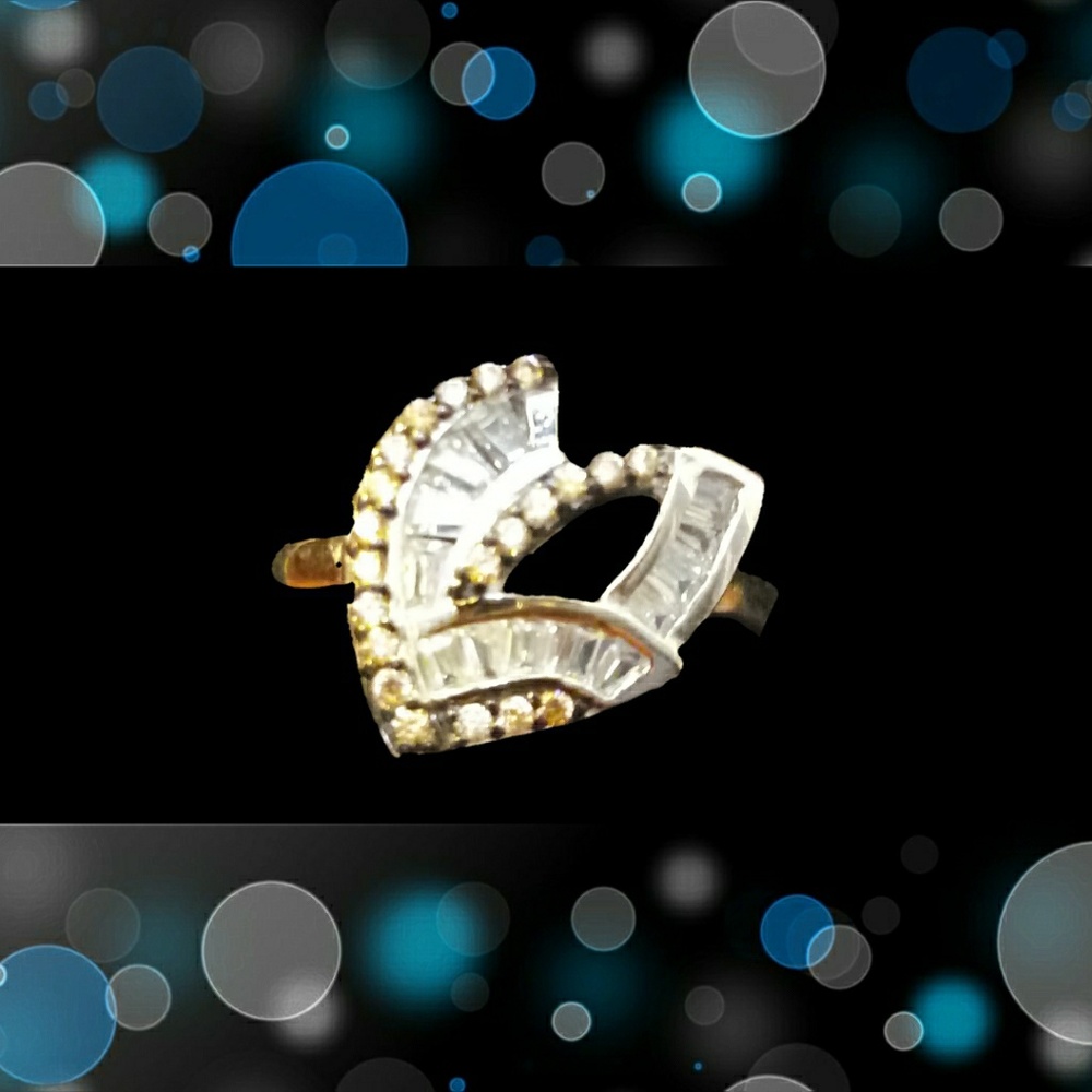 Yellow Citrine with Baguettes ring sz 7